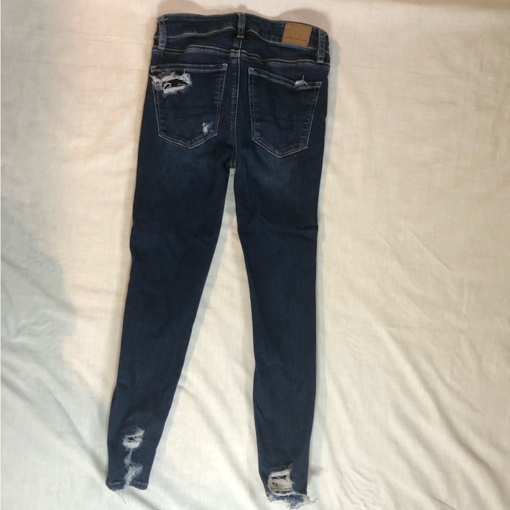 American Eagle Distressed Jeans next level stretch hi-rise jegging crop size 2 - Picture 4 of 12